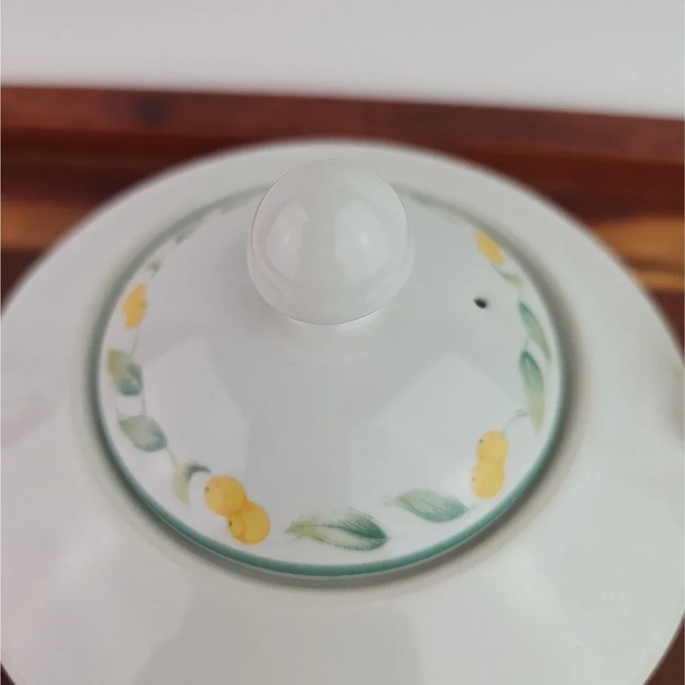 Julie Pople Country Fruit Collection Tea Pot Farmhouse Decor White Yellow Green